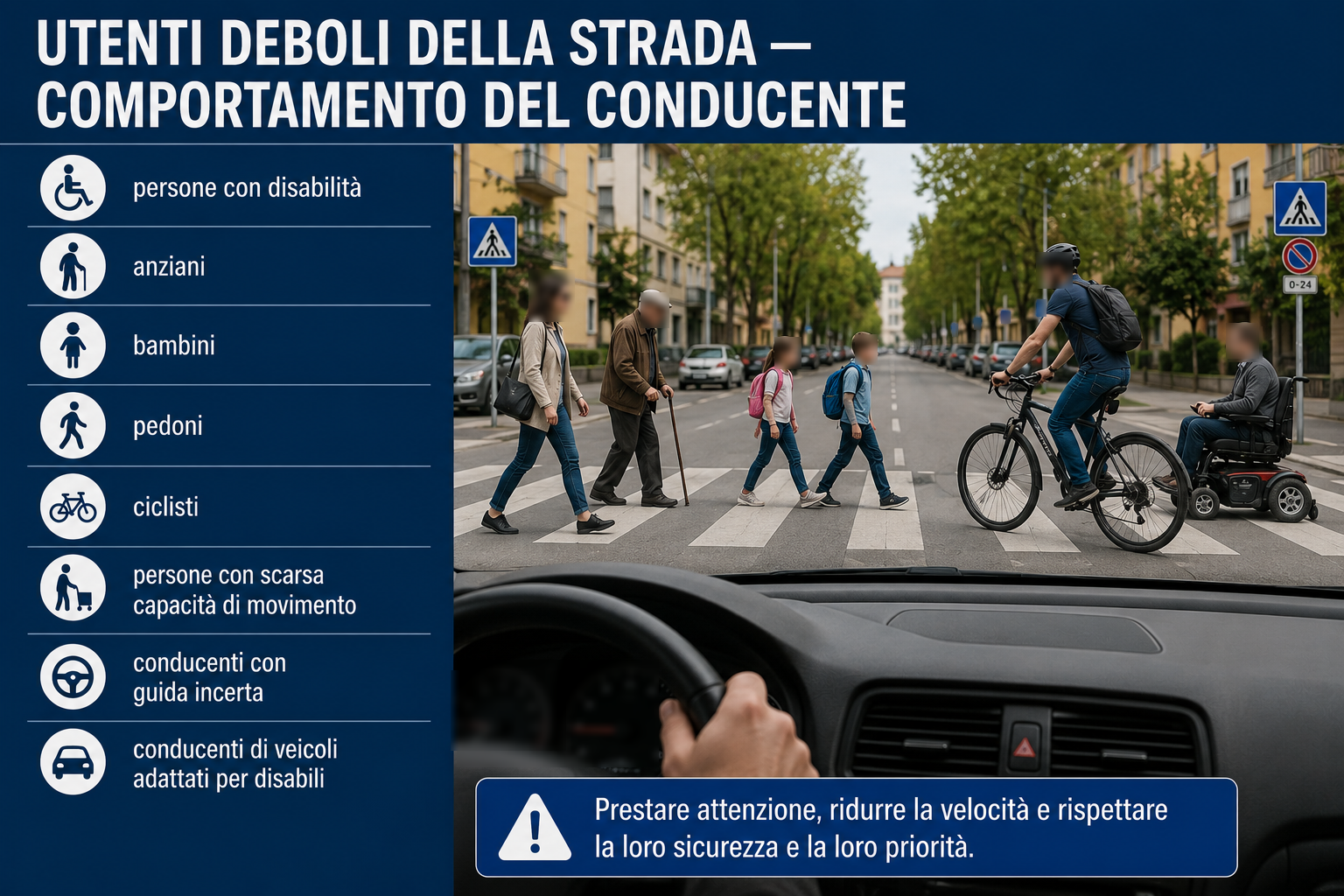 Utenti deboli della strada — comportamento del conducente