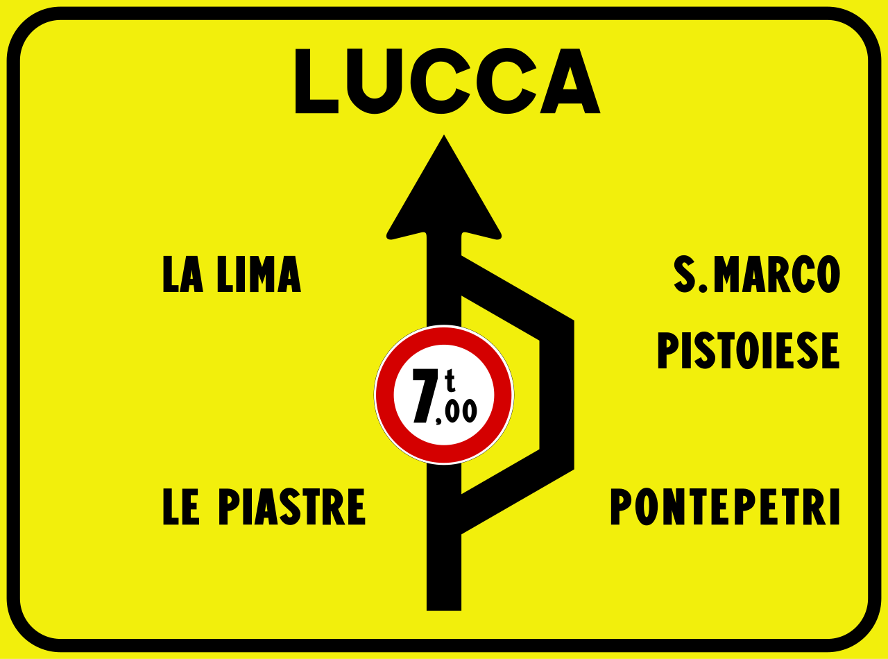 Preavviso di deviazione con limitazione di massa massima di 7 t. temporanea
